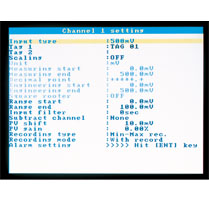 PHF paperless recorder menu screen